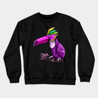Purple Tucan With Mask For Mardi Gras Crewneck Sweatshirt
